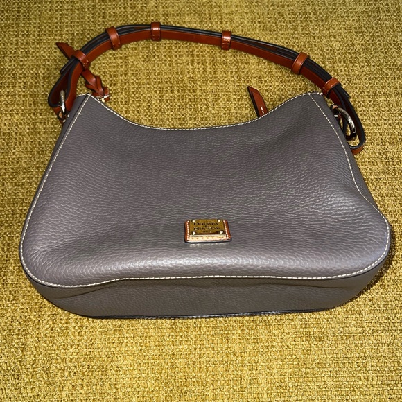 Dooney & Bourke Grey and Brown Leather Shoulder Bag - Picture 2 of 8